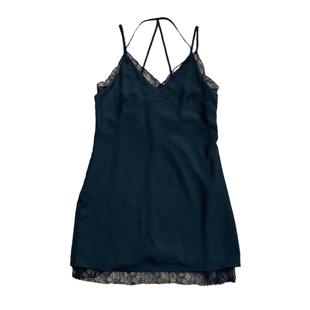 BCBGMAXAZRIA Vintage Black Lace Strappy Slip Dress, size XXS